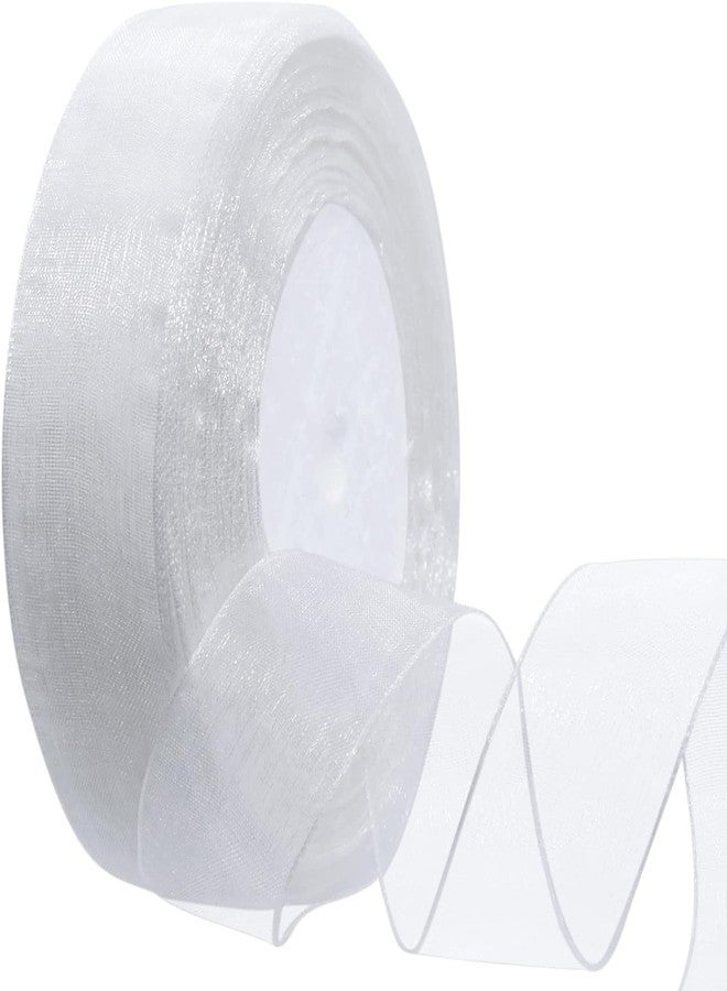 IMPRINT Sheer Organza Chiffon Ribbon | 1 Inch | 35 Meters | Roll | White - Image 1